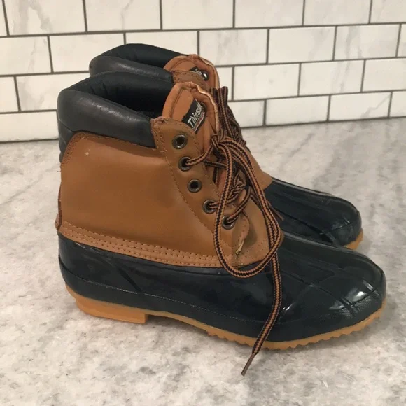 Thinsulate Duck Boots Womens Size 5 Insulated Blue Tan Waterproof - Picture 2 of 7